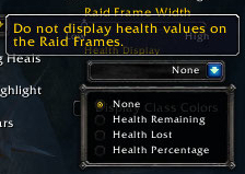 Health Display options for the new raid frames